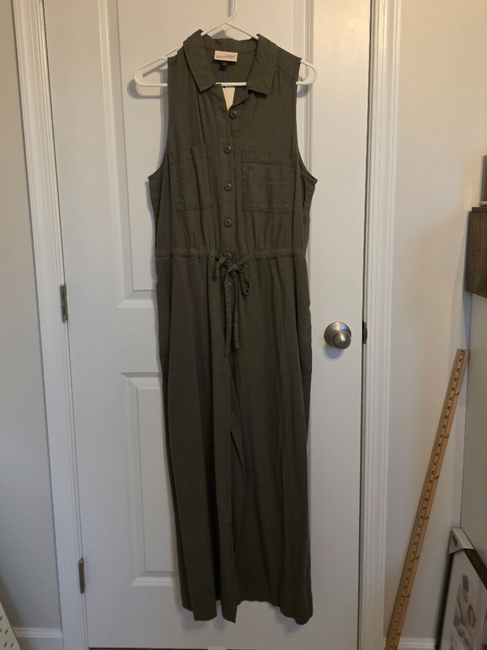 Universal Thread Linen Blend Hunter Green Sleeveless Jumpsuit - Size 12